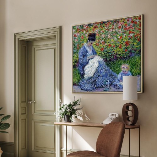 Claude Monet - Madame Monet og hendes søn lærredsbillede