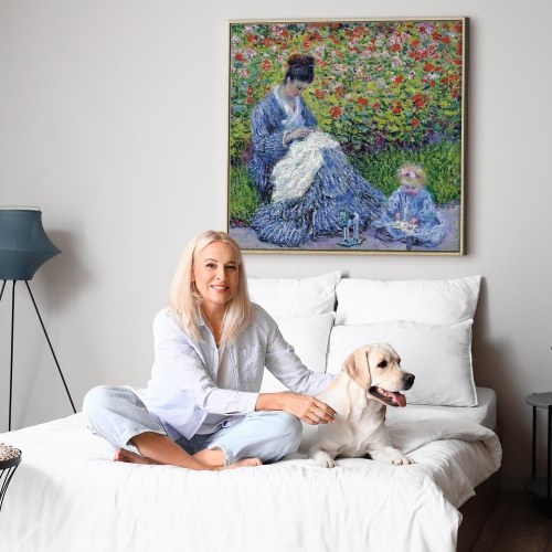 Claude Monet - Madame Monet og hendes søn lærredsbillede