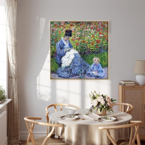 Claude Monet - Madame Monet og hendes søn lærredsbillede