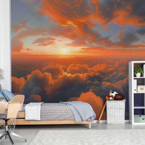 Fototapet Morgenhimmel med skyer - Når daggryet kildrer skyerne