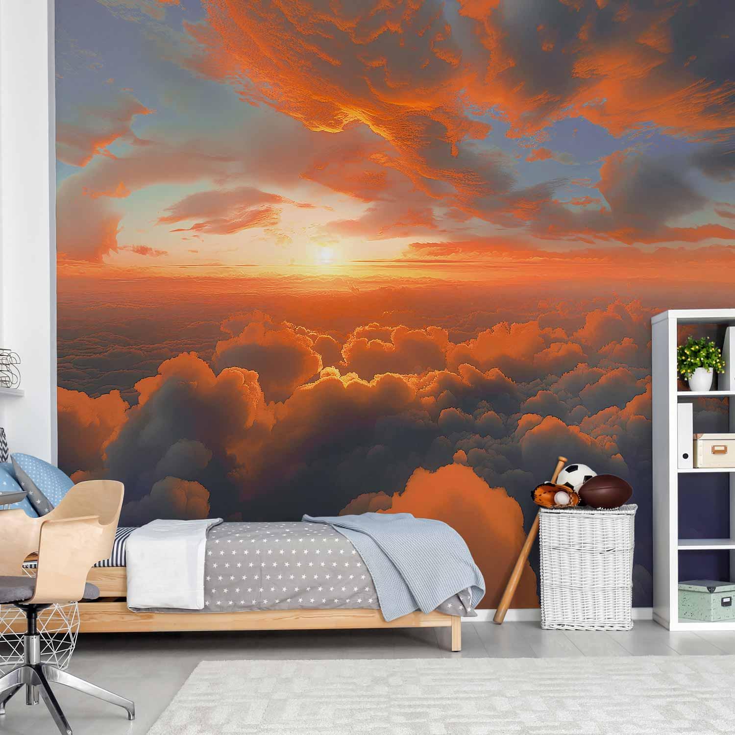 Fototapet - Når daggryet kilder skyerne med farver på morgenhimlen - 400 x 280 cm - Vandtæt
