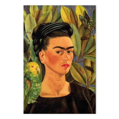 Frida Kahlo Selvportræt med Bonito billede på lærred