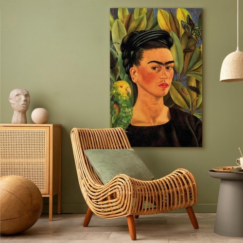 Frida Kahlo Selvportræt med Bonito billede på lærred