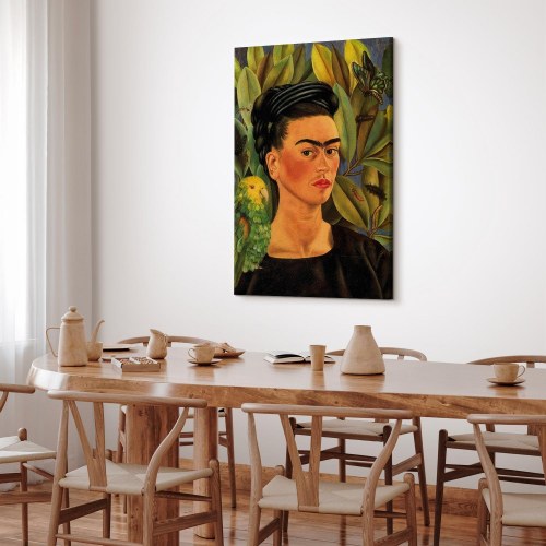 Frida Kahlo Selvportræt med Bonito billede på lærred