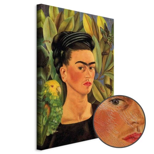 Frida Kahlo Selvportræt med Bonito billede på lærred