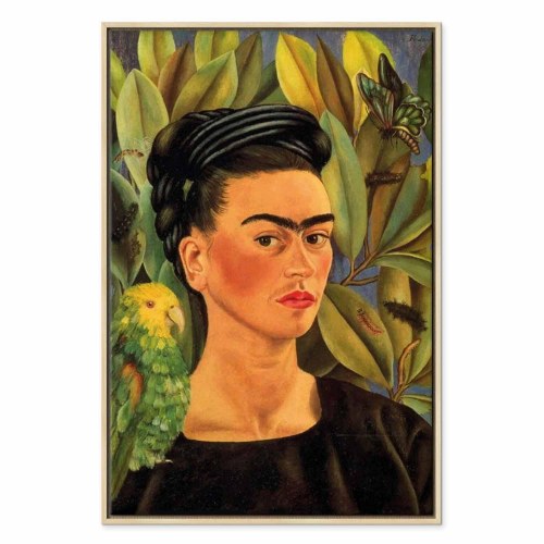 Frida Kahlo Selvportræt med Bonito billede på lærred