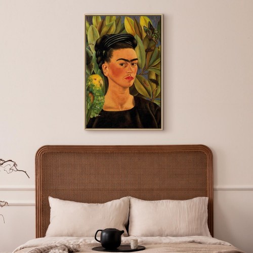 Frida Kahlo Selvportræt med Bonito billede på lærred