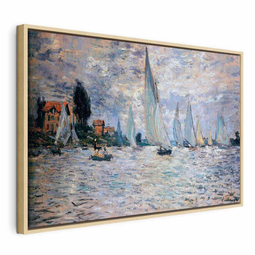 Claude Monet Sejlbåde, regatta i Argenteuil - billede på lærred - 60 x 40 cm - I en naturlig træramme