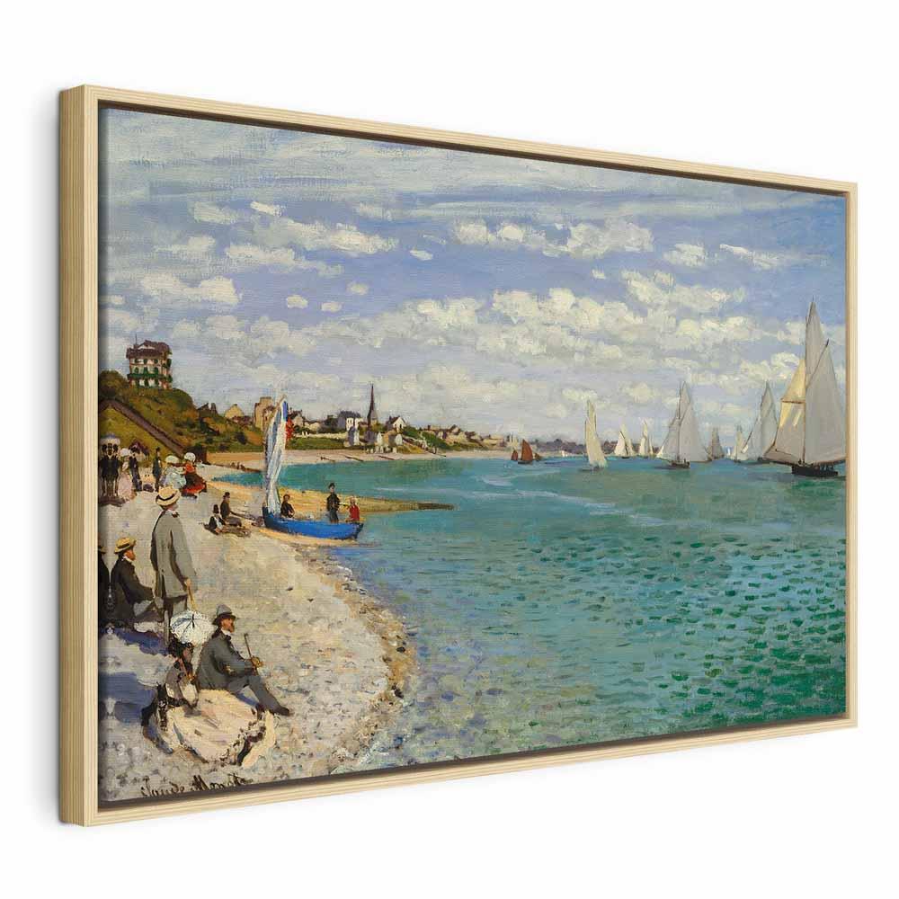 Claude Monet - Regatta ved Sainte-Adresse billede på lærred - 120 x 80 cm - I en naturlig træramme