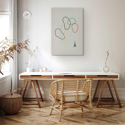 Abstrakt lærredsbillede Colorful Rings Minimalisme med Eiffeltårn