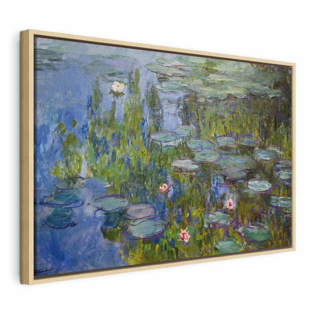 Claude Monet Åkander reproduktion på lærred - 60 x 40 cm - I en naturlig træramme billede