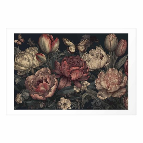 Plakat med blomster på turkis baggrund