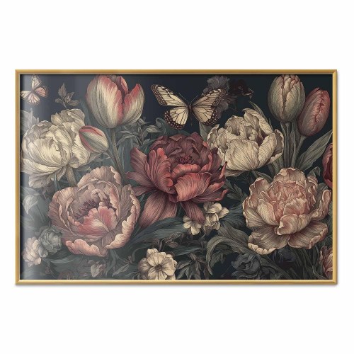 Plakat med blomster på turkis baggrund