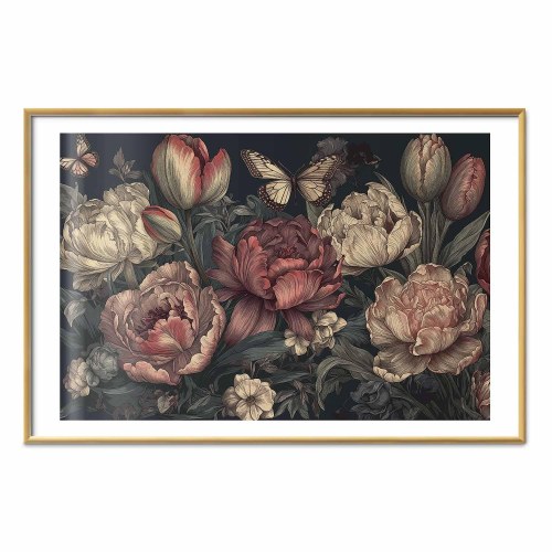 Plakat med blomster på turkis baggrund