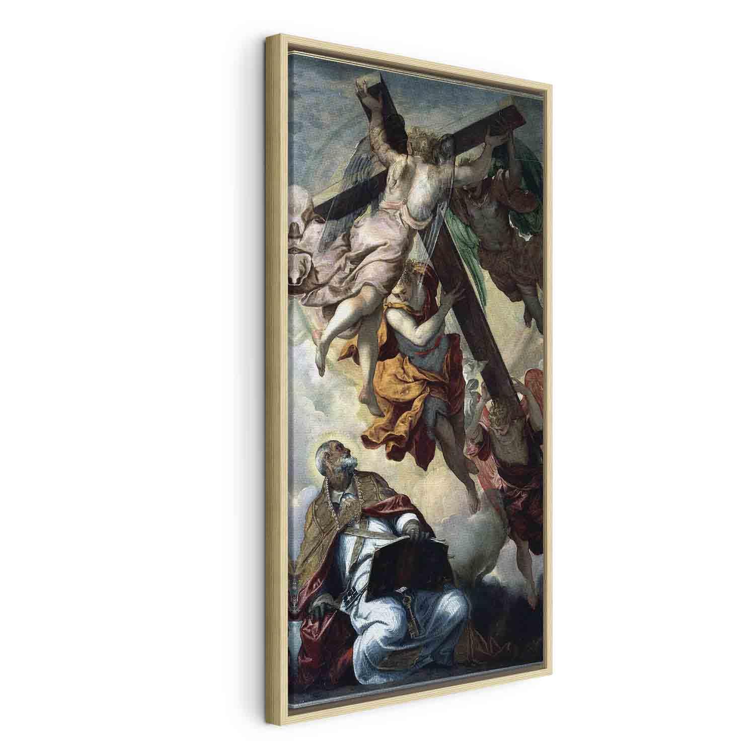 Billede på lærred - Tintoretto - Korsets åbenbaring for Sankt Peter - 40 x 80 cm - I en naturlig træramme