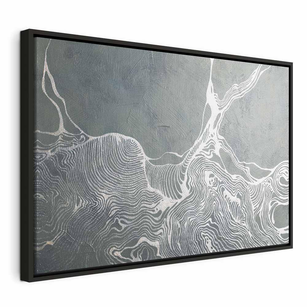 Lærredsbillede - Harmoni af Linjer 1 del Wide, abstrakt vægdekoration - 60 x 40 cm - I en sort træramme