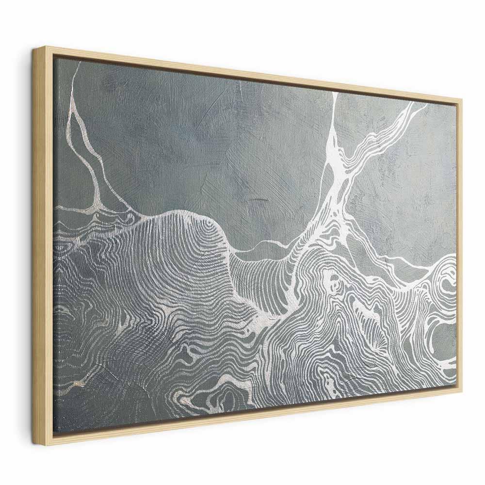 Lærredsbillede - Harmoni af Linjer 1 del Wide, abstrakt vægdekoration - 60 x 40 cm - I en naturlig træramme