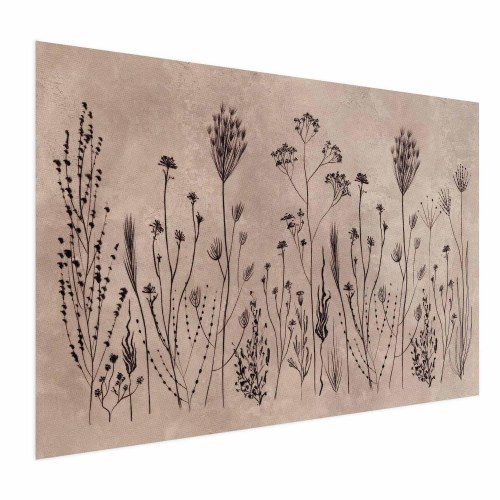 Blomsterplakat Field Flowers med sorte planter på kalkvasket beige baggrund
