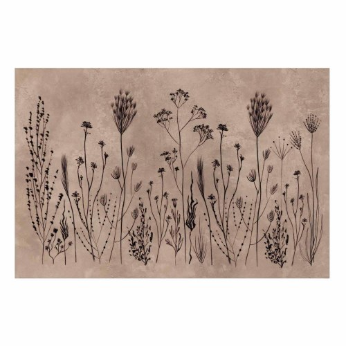 Blomsterplakat Field Flowers med sorte planter på kalkvasket beige baggrund