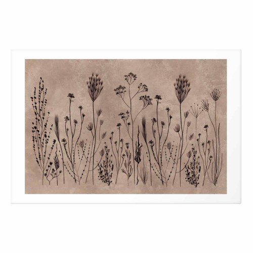 Blomsterplakat Field Flowers med sorte planter på kalkvasket beige baggrund
