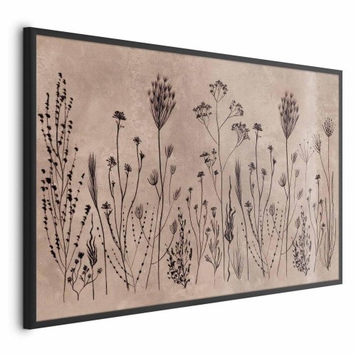 Blomsterplakat Field Flowers med sorte planter på kalkvasket beige baggrund