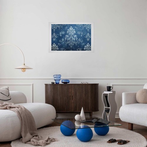 Abstrakt plakat - retro ornament i slidte blå nuancer