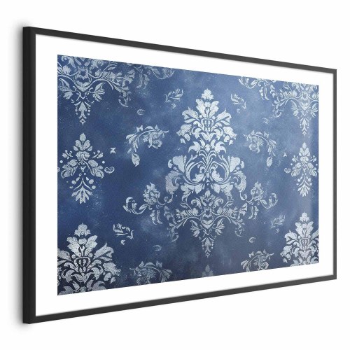 Abstrakt plakat - retro ornament i slidte blå nuancer