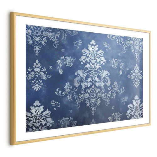 Abstrakt plakat - retro ornament i slidte blå nuancer
