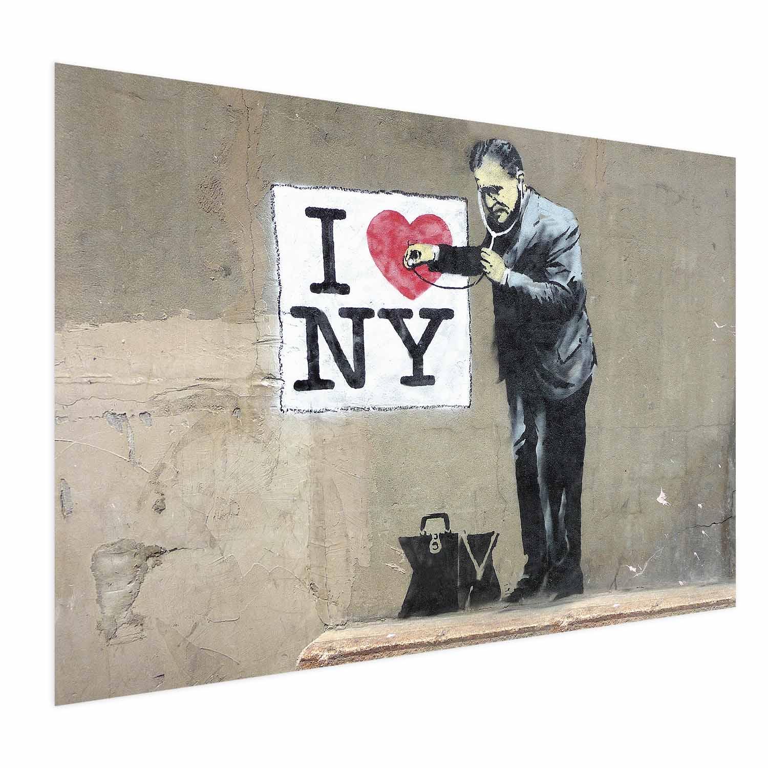 Gadekunst plakat Diagnose med I Love NY-motiv
