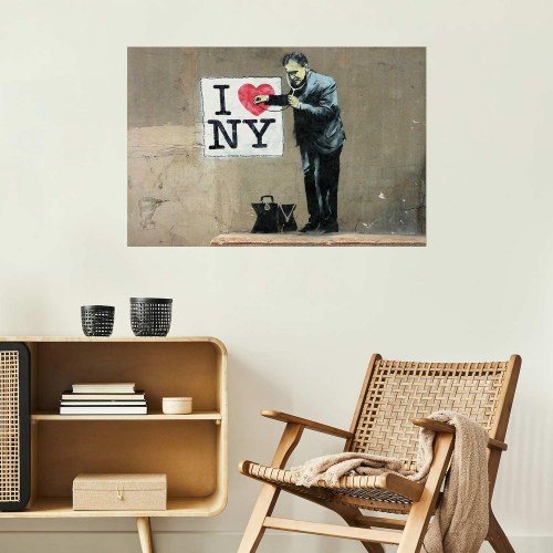 Gadekunst plakat Diagnose med I Love NY-motiv