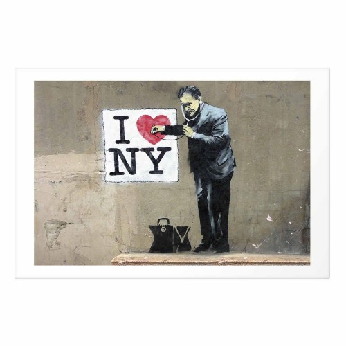 Gadekunst plakat Diagnose med I Love NY-motiv