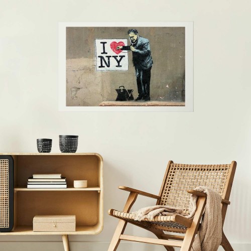 Gadekunst plakat Diagnose med I Love NY-motiv