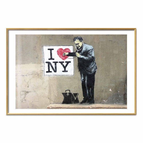Gadekunst plakat Diagnose med I Love NY-motiv