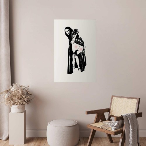Gadekunst plakat - Smertefuld Siddestilling