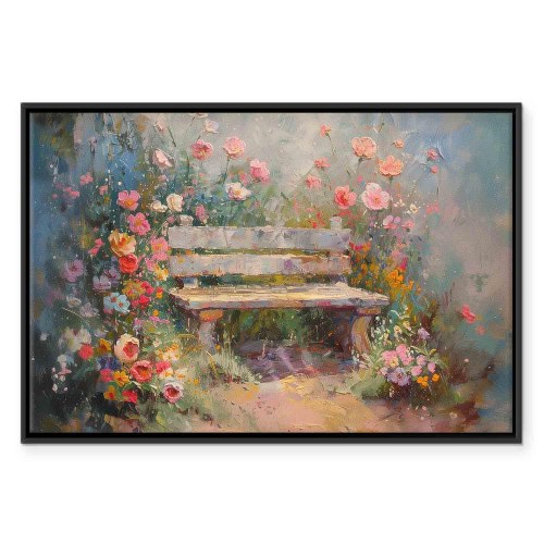 Billede på lærred Blomstrende bænk - impressionistisk blomstermotiv