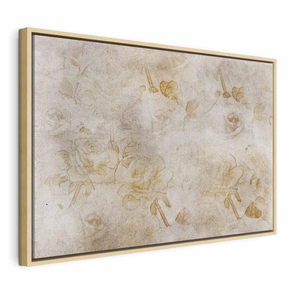Lærredsbillede Passing Moments 1 del bred - vægdekoration med blomstermotiv - 120 x 80 cm - I en naturlig træramme