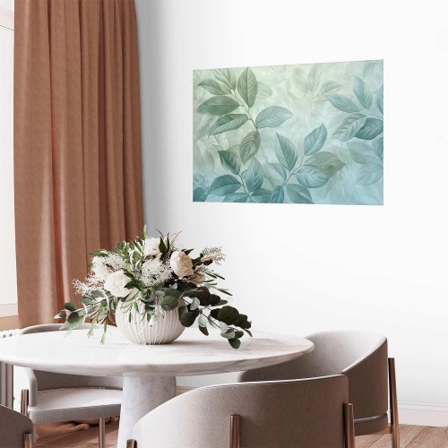 Plakat med mintgrønne blade - stort botanisk motiv