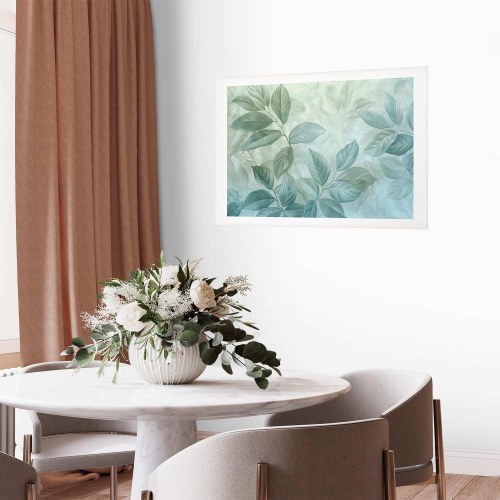 Plakat med mintgrønne blade - stort botanisk motiv