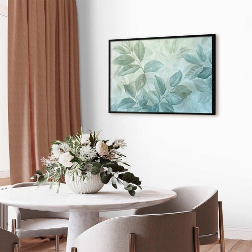 Plakat med mintgrønne blade - stort botanisk motiv