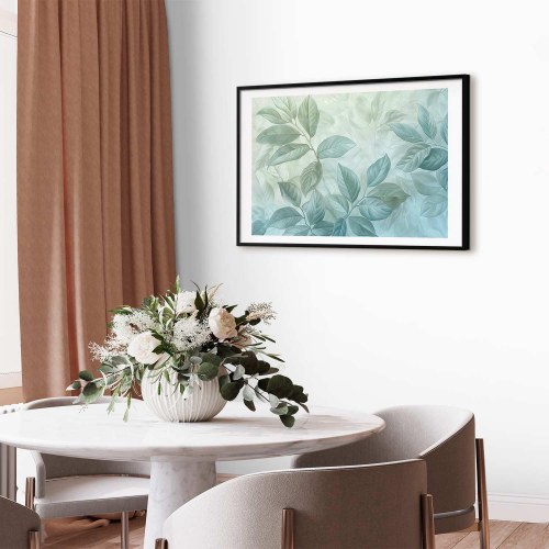 Plakat med mintgrønne blade - stort botanisk motiv