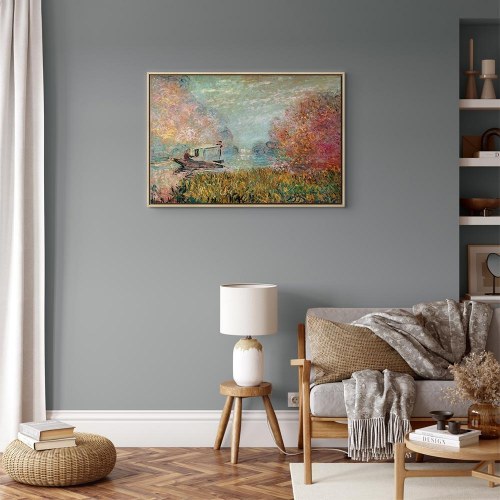 Claude Monet Båd på Seinen reproduktion på lærred