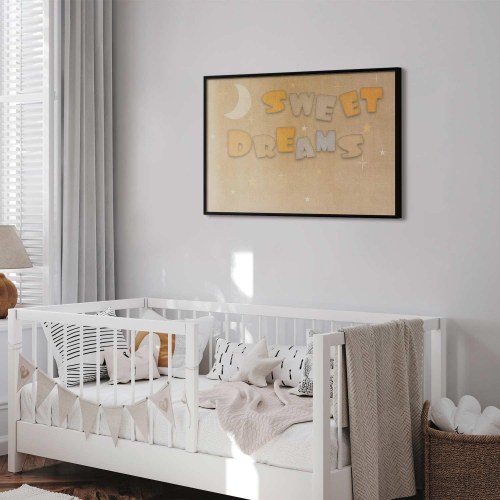 Børneplakat Sweet Dreams - Et ønske om en god nat, beige