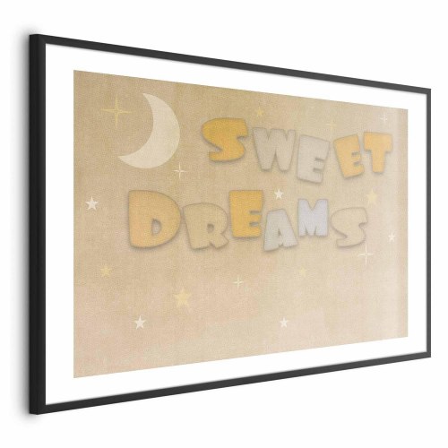 Børneplakat Sweet Dreams - Et ønske om en god nat, beige