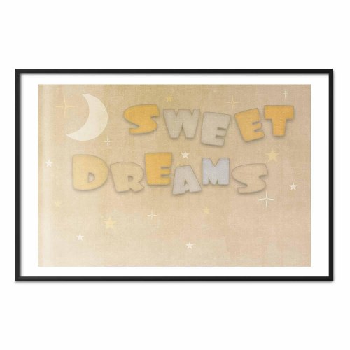 Børneplakat Sweet Dreams - Et ønske om en god nat, beige