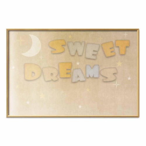 Børneplakat Sweet Dreams - Et ønske om en god nat, beige