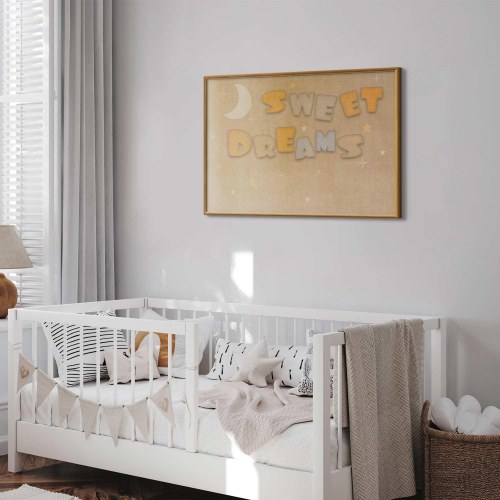 Børneplakat Sweet Dreams - Et ønske om en god nat, beige