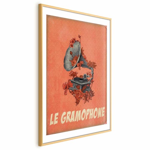 Plakat - Grammofon vægplakat med blomster