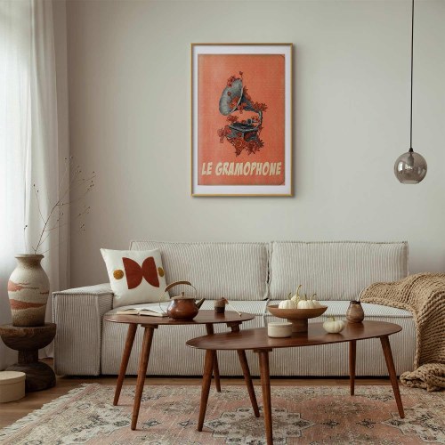 Plakat - Grammofon vægplakat med blomster
