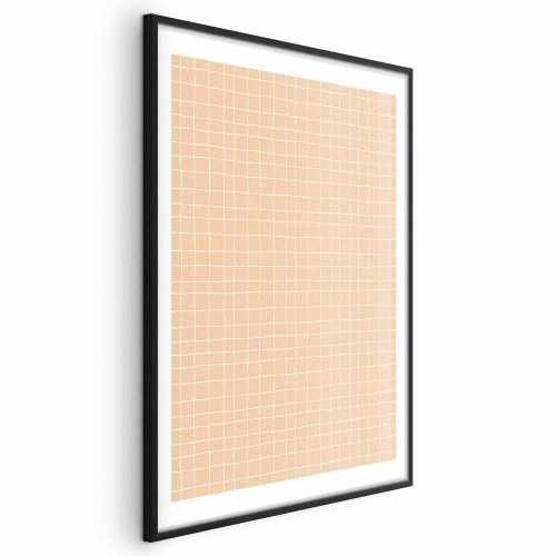 Abstrakt plakat Lines and Noise - bølgende gitter i orange nuancer