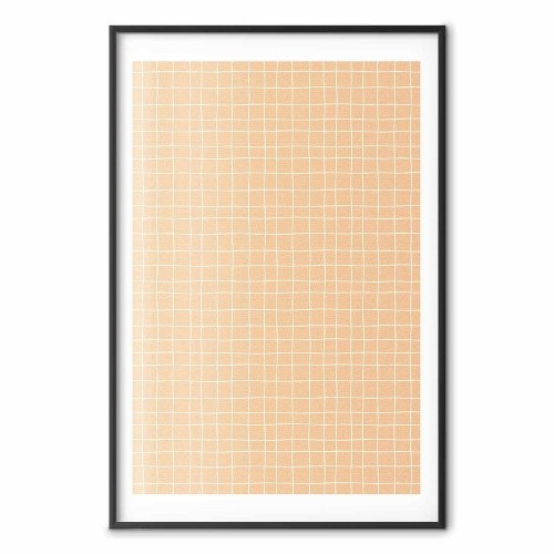 Abstrakt plakat Lines and Noise - bølgende gitter i orange nuancer
